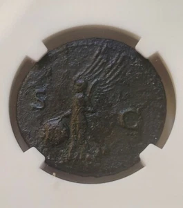 Roman Empire AE As NERO Victory holding shield NGC VF Ancient Coin 54-68 AD - Picture 1 of 4
