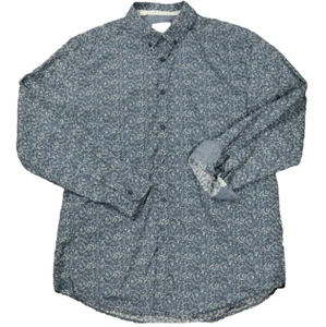 Steel & Jelly 100% Cotton Ditsy Floral Button Down Long Sleeve Shirt Blue L - Picture 1 of 24
