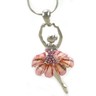 Pretty Pink Ballerina Necklace - Dancer Charm Pendant With Sparkly Rhinestones