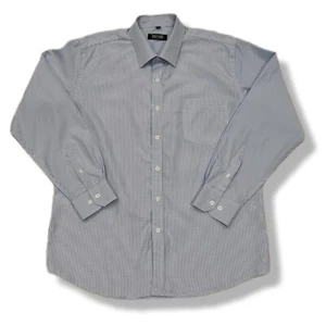 Georgio Armani Blue Check Long Sleeve Formal Casual Button Shirt Size Large  - Picture 1 of 5