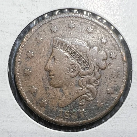 1837 Small Letters Coronet Head Large Cent grades Fine Below Wholesale Cover