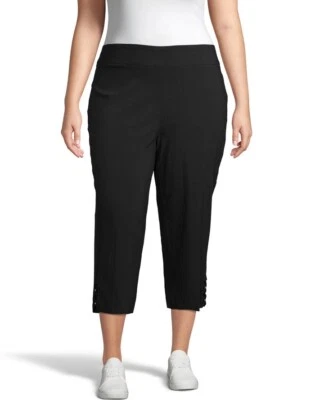 Counterparts Black Super Stretch Pull-On Criss-Cross Detail Crop Pants 20W - Image 1 of 3