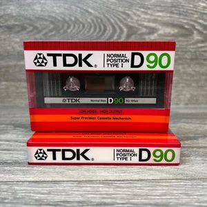 TDK D90 Cassette Tape Type I Blank-Lot of 2-SEALED Vintage 1985 Made In Japan - Picture 1 of 4