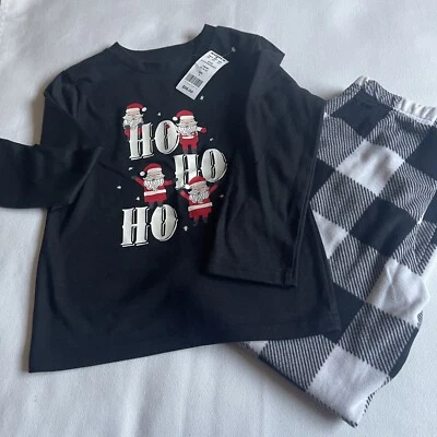 Pijama de Navidad para niño talla 4 con parte superior de Papá Noel con parte inferior a cuadros Ho, Ho, Ho Foto 1 de 4