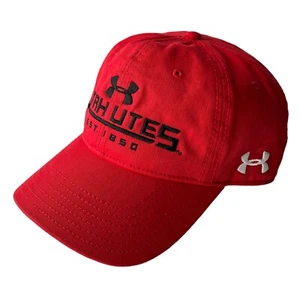Utah Utes Embroidered Mens Baseball Cap Hat Under Armour Strapback UA Red Unisex - Picture 1 of 14