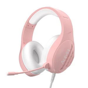 Wired Pink lovely Stereo Music Over-Ear Headphones 3.5mm Headset with Mic - Picture 1 of 7