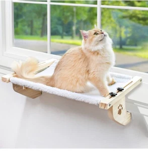 Cat Sill Window Perch Sturdy Cat Hammock Window Seat w Wood & Metal Frame 24.4” - Picture 1 of 6