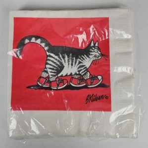 B Kliban Katze rot Turnschuhe VERSIEGELT Packung mit 16 Papier Mittagessen Servietten Vintage 1982 - Bild 1 von 7