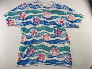 Fish Ocean AOP T Shirt Sea Ocean Dye Stitch 12 months Vintage 80s 90s Retro