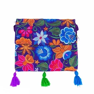 Women's Purse Mexican Crossbody Embroidered Clutch Handmade Floral Shoulder Bag - Picture 1 of 10