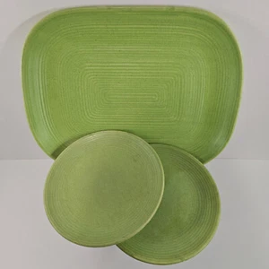 Royal Stone Royal China 60s Green Coupe Platter/Salad Plates Stoneware Ovensafe - Picture 1 of 22