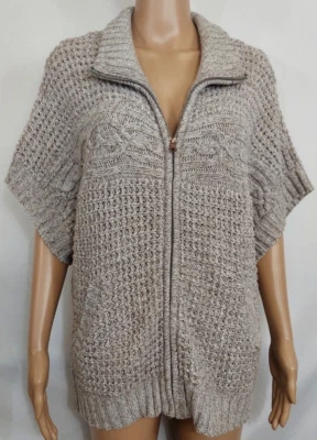 UNITED ESTATES SWEATERS Women Beige Sweater Size XL Cardigan Full Zip Acrylic - Image 1 of 4