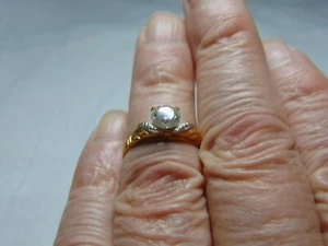 anillo solitario dos tonos talla 7 - Imagen 1 de 5