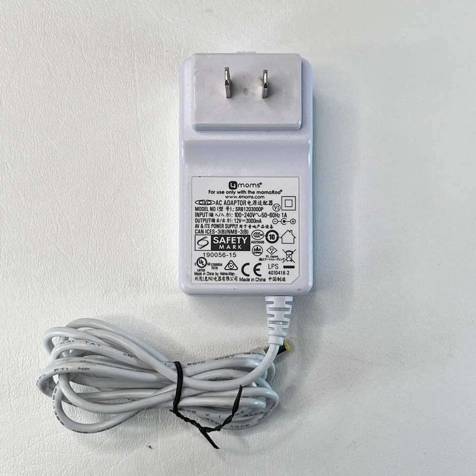 Adaptador de CA MamaRoo pieza oscilante 4moms con cable de enchufe de alimentación modelo SRB1203000P Foto 1 de 1