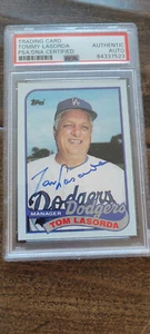 1989 TOPPS SIGNED AUTO BOX BOTTOM CARD TOMMY TOM LASORDA DODGERS HOF PSA DNA # H - Picture 1 of 1