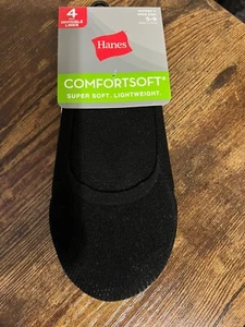 Hanes womens Comfortsoft Super Soft SHOE SIZE 5-9 4 Pair Invisible Liner - Picture 1 of 3