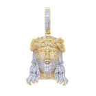 5AAA+ CZ Hop Hip Ice Out Jesus Head Pendant Necklace 24k Real Gold Plated