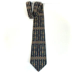 THE METROPOLITAN MUSEUM OF ART NECK TIE mens dark navy blue striped silk 4" euc! - Picture 1 of 5