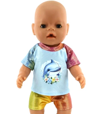 Dolls clothes for 17"Baby Born/16"Cabbage Patch Kid BOY SWIMMERS~RASHIE~SHORTIES - image 1 of 4