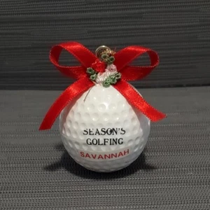 "SEASONS GOLFING" Savannah, GA Hanging Golf Ball Christmas Tree Ornament - Picture 1 of 2