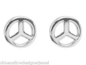 1x Paar 925 Sterling Silber Peace Zeichen Ohrstecker + Geschenktüte - Bild 1 von 2