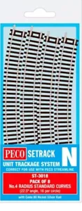 PECO ST-3018 No.4 Radius Standard Curve 333.4mm 8-Pack Code 80 Setrack N Track - Picture 1 of 1