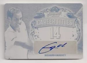 2018 LEAF GRAND SLAM RICHARD GASQUET AUTO 1/1 PRINTING PLATE BLACK CAREER TITLES - Picture 1 of 2