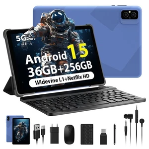 Tablet 10 pollici Android 15 36GB RAM 256GB ROM 5G WiFi con tastiera blu - Foto 1 di 24