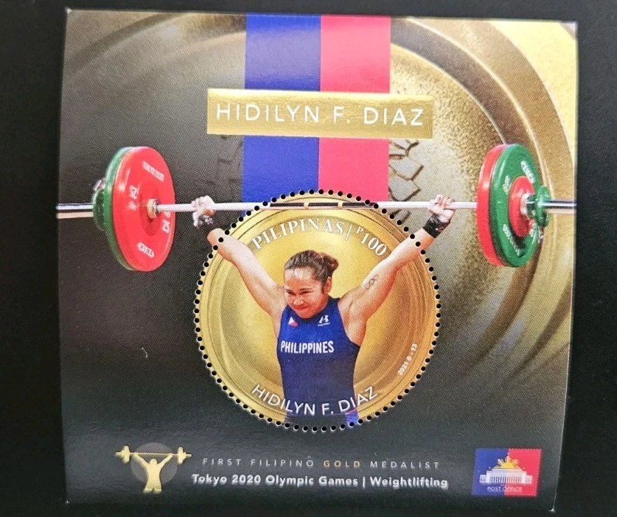 FILIPINAS 2021 HIDILYN DÍAZ ORO OLÍMPICO LEVANTAMIENTO DE PESAS MEDALLISTA SELLO MANILA Foto 1 de 1
