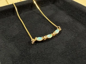 ITALY 14k Yellow Gold Fire Opal & Natural Diamond Necklace Pendant 19" Inch 1mm - Picture 1 of 18
