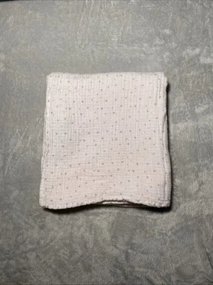 Aden Anais Baby Blanket Tiny Gray Stars Light Pink Muslin Swaddle Lovey 44"x44" - Image 1 of 4