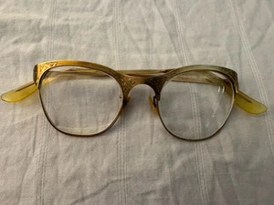 Vintage Women's Decorative Cat Eye 10/12 Gold Filled Eye Glasses Prescription - Picture 1 of 5