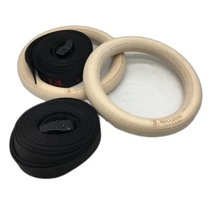NEW 5Billion Fitness 32mm Birch Wood Olympic Gymnastic Rings with Straps - Picture 1 of 7