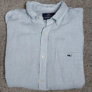 Vineyard Vines Classic Fit Tucker Hemd Leinen mittelblau langarm - Bild 1 von 6