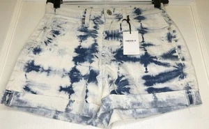 Pantaloncini donna con polsini Forever 21 taglia 26 bianco blu tinta unita 5 tasche nuovi con etichette - Foto 1 di 13