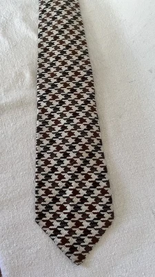 Corbata Don Loper Vintage Para Hombre Marrón Estampado Geométrico 100% Seda Hecha en EE. UU. 3.75"x60" Foto 1 de 4