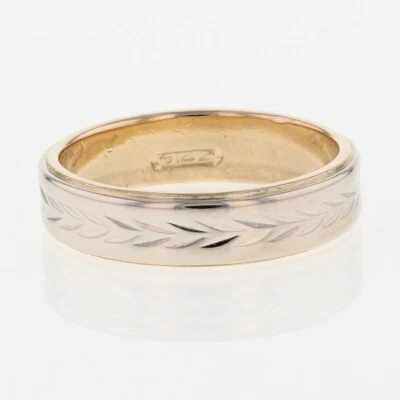 5.5mm Diamond-Cut Pattern Wedding Band Ring 14k Multi-Tone Gold Size 10.25 - Image 1 of 4
