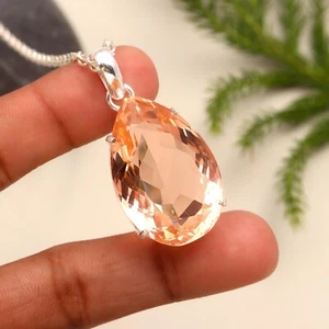 Quarzo Morganite di ottima qualità a forma di pera argento sterling regalo per lei - Foto 1 di 4