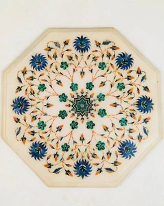 12" Marble Table Top Floral semi precious stones Inlay art Home decor furniture - Picture 1 of 4