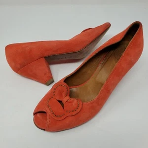 Hobbs London Red 100% Suede & Leather Pumps Heels EUR 36 US 5.5 - Picture 1 of 8