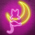 Custom Made personalised Cat over moon nursery night neon sign light