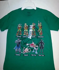 Boys Nickelodeon Brand Green Teenage Ninja Turtles 8 Characters T Shirt size 7 - Picture 1 of 3
