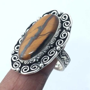 Tiger 's' Eye Antique Style Handmade Gemstone Ring Jewellery US Size 9 M13025 - Picture 1 of 3
