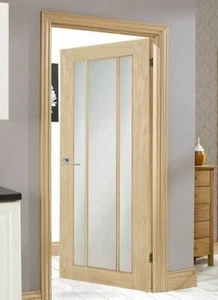 internal door oak lincoln langdale worcester frosted glass unfinished oak - Picture 1 of 6