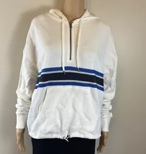 Spiritual Gangster White and Metallic Blue Striped Half Zip Hoodie S NWT - Picture 1 of 7
