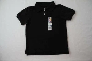 Toddler Boys Short Sleeve Polo Shirt Size 4T Solid Black Top Garanimals Cotton - Picture 1 of 2