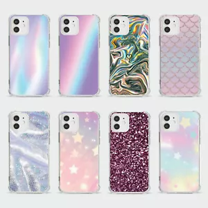 CASE FOR IPHONE 15 14 13 12 11 SE 8 SHOCKPROOF PHONE COVER IRIDESCENT COLOURS - Picture 1 of 34