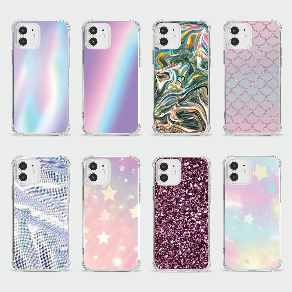 CASE FOR IPHONE 15 14 13 12 11 SE 8 SHOCKPROOF PHONE COVER IRIDESCENT COLOURS - Image 1 of 1