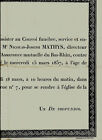 1837 Convoi funèbre à Strasbourg grand placard d'invitation enterrement  MATHYS