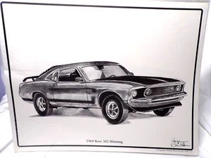 DALE ADKINS PRINT OF 1969 BOSS 302 MUSTANG 11 X 14 - Picture 1 of 3
